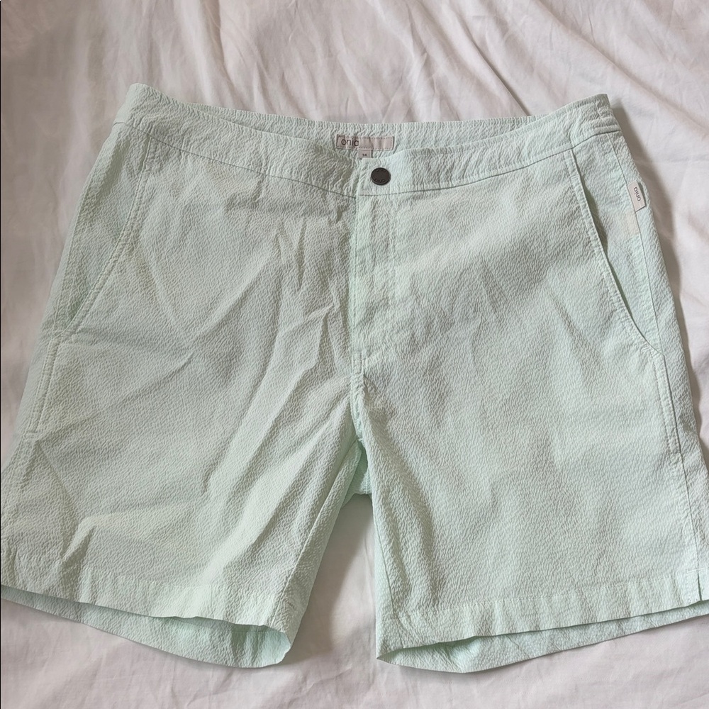 Onia Light Green Men's Flat Front Shorts